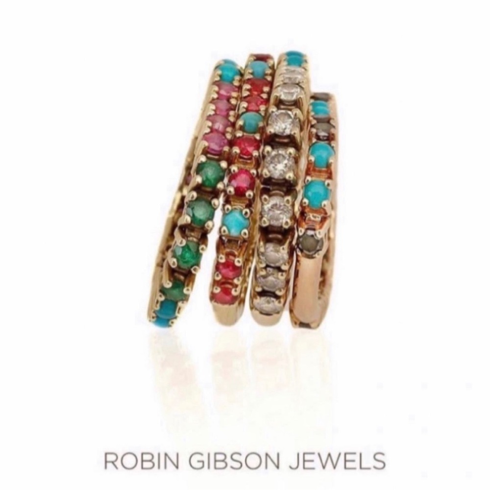 18k gold gem stone rings, sold as a pair